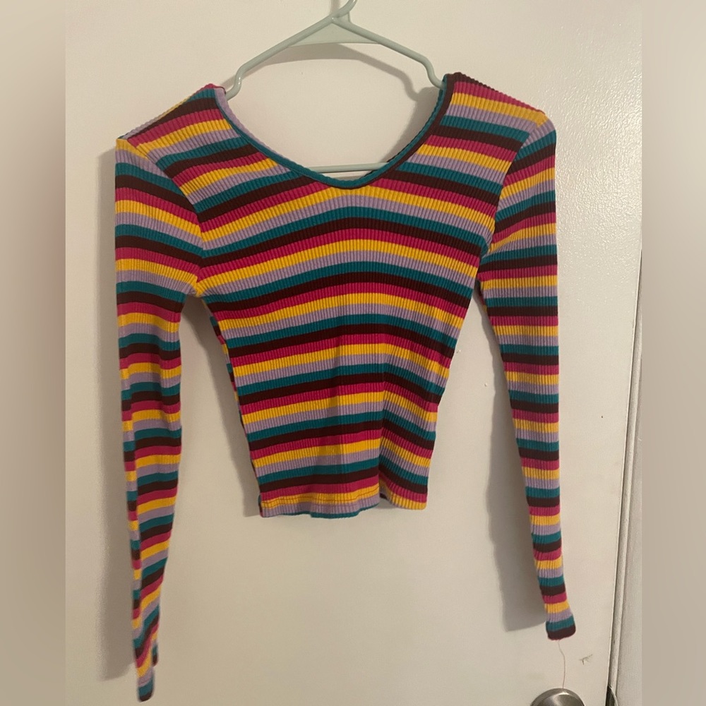 Cropped long sleeve Korean shirt
